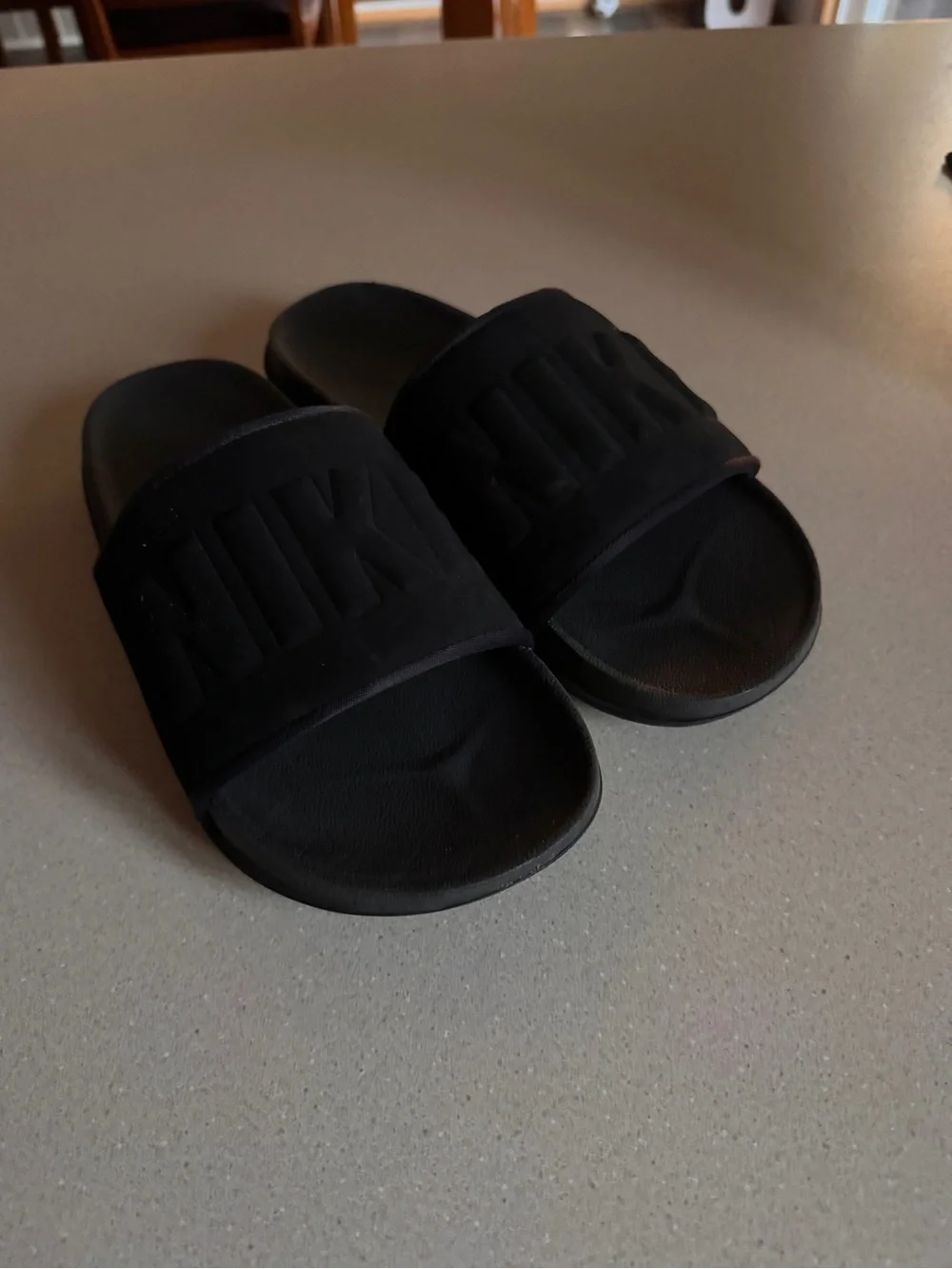 Nike Matte Black Embossed Logo Slide Sandals